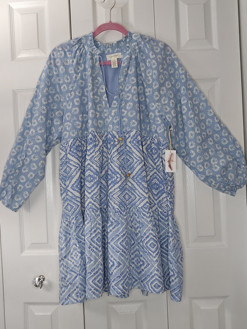 Jessica Simpson Light Blue Ruffled Cotton Dress